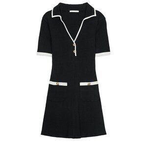 ZARA RIBBED DRESS WITH METAL BUTTONS, S